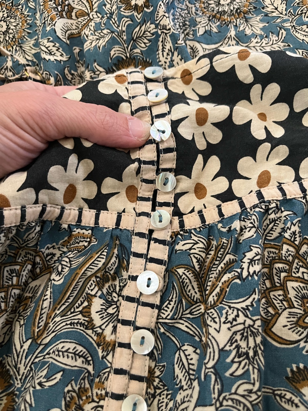 Natural Life Floral Daisy Mixed Print Maxi Dress Boho Size Medium - Picture 9 of 12